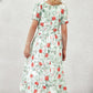 Girls Floral Puff Sleeve Ruffle Hem Dress