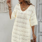 Openwork V-Neck Mini Knit Dress