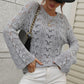 Openwork Dropped Shoulder Knit Top