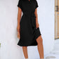 Cuffed Short Sleeve Belted Shirt Dress