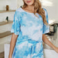 Tie-Dye Boat Neck Top and Shorts Lounge Set