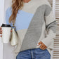 Color Block Dropped Shoulder Mock Neck Sweater