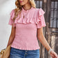 Smocked Tie Back Flutter Sleeve Blouse