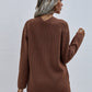 V-Neck Rib-Knit Drop Shoulder Tunic Sweater