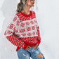 Snowflake Print Raglan Sleeve Sweater