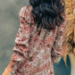Printed Tie Neck Flounce Sleeve Top