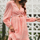 Ditsy Floral Cutout Drawstring Detail Puff Sleeve Dress