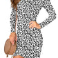 Leopard Tulip Hem Long Sleeve Dress