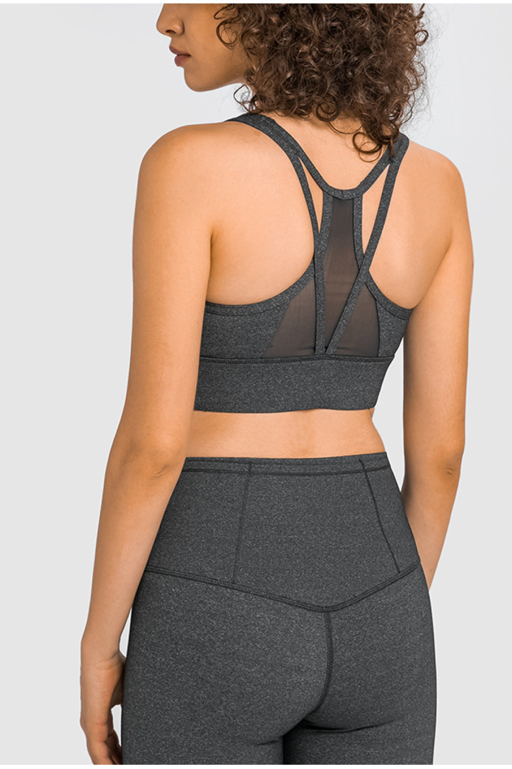 Mesh Panel Racerback Longline Sports Bra