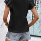 Textured V-Neck Flutter Sleeve Top