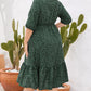 Plus Size Printed Surplice Ruffle Hem Dress