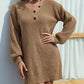 Buttoned V-Neck Dropped Shoulder Sweater Dress