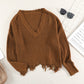Fringe Hem Rib-Knit Sweater