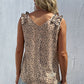 Leopard Frill Trim V-Neck Tank