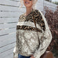 Tie-Dye Leopard Round Neck Sweatshirt