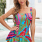 Ruched Ruffle Hem Swim Dress