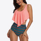 Two-Tone Ruffled Two-Piece Swimsuit