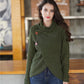 Button Detail Tulip Hem Waffle Knit Sweater