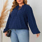 Plus Size Tie Neck Balloon Sleeve Blouse