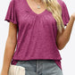 V-Neck Flutter Sleeve Tee Shirt