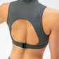 Full Size Cropped Cutout Back Zipper Front Active Tank Top