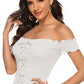 Lace-Up Front Lettuce Hem Off-Shoulder Knit Top