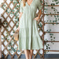 HEYSON Full Size Lilac Breeze Gauze Button Front Midi Dress in Sage