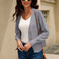 Button Front V-Neck Openwork Cardigan
