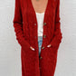 Cable-Knit Button Down Longline Cardigan with Pockets