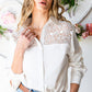 Spliced Lace High-Low Shirt