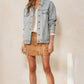 ODDI Full Size Contrast Heart Denim Jacket