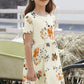 Girls Floral Short Sleeve Round Neck Dress