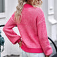 Waffle-Knit Drop Shoulder Button-Down Cardigan