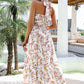 Floral Halter Neck Belted Maxi Dress