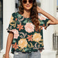 Floral Ruffled Flounce Sleeve Blouse