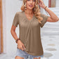 Ruched V-Neck Short Sleeve Tee