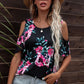 Floral Cold-Shoulder Round Neck Top