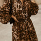 Leopard Buttoned Balloon Sleeve Dress