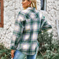 Plaid Button Front Curved Hem Shacket