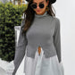 Color Block Patch Ruffle Hem Top