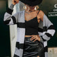 Striped Dropped Shoulder Open Front Longline Cardigan