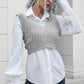 Cable-Knit Deep V Cropped Knit Vest