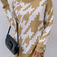 Houndstooth Long Sleeve Turtleneck Sweater