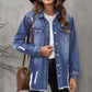 Distressed Raw Hem Denim Jacket with Pockets
