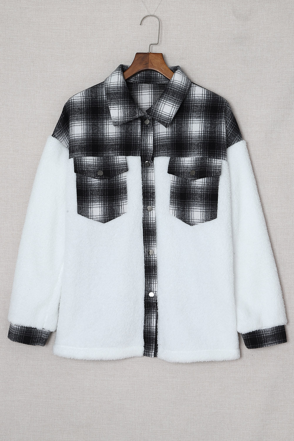 Plaid Snap Front Fleece Shacket
