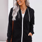 Solid Pocket Zipper Hoodie