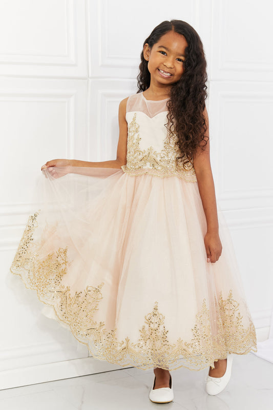 Kid's Dream Let's Dance Formal Tutu Dress in Light Apricot