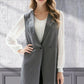 One-Button Sleeveless Longline Blazer