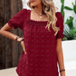 Swiss Dot Puff Sleeve Square Neck Blouse
