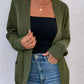 Ribbed Trim Longline Cardigan with Pockets